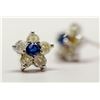 Image 4 : 84) 14KT WHITE GOLD PAIR OF SAPPHIRE & DIAMOND EAR