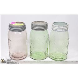 COLLECTION OF 3 ANTIQUE CROWN CANNING JARS IN