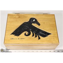 NATIVE CANADIAN HAIDA ART DECORATIVE WOODEN BOX,