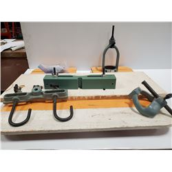 LOT OF WOOD WORKING JIGS FOR A DRILL PRESS