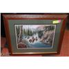 Image 1 : WOOD FRAMED MOUNTAIN & COWBOY SCENE