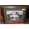 Image 1 : WOOD FRAMED COWBOY ROPING SCENE
