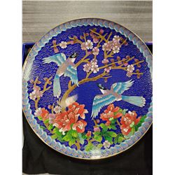 GENUINE CLOISONNE COLLECTOR PLATE "CHINESE BIRDS