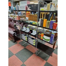 4 TIER WOOD AND METAL SHELF, 67 X 63 X 24