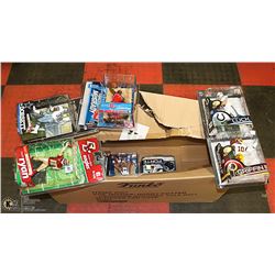 LOT OF 8 NBA AND NFL SPORTS FIGURES IN PACKAGING