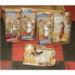 LOT OF FIVE BASKETBALL ACTUON FIGURES IN PACKAGE