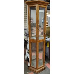 WOOD CURIO CABINET WITH GLASS SHELVES
