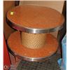 Image 1 : HAND MADE SPOOL COFFEE/SIDE TABLE. ORANGE CARPET