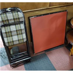 VINTAGE FOLDING CARD TABLE WITH 4 CHAIRS