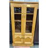 Image 1 : OAK MEDIA / STORAGE CABINET. 47" TALL, 25" WIDE,