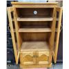 Image 2 : OAK MEDIA / STORAGE CABINET. 47" TALL, 25" WIDE,