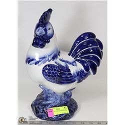 COBALT BLUE ROOSTER FIGURINE 13" TALL