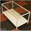 Image 1 : WHITE METAL AND GLASS COFFEE TABLE 36" X 18" X 18"