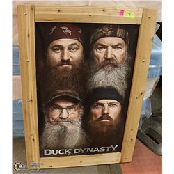 LARGE WOOD FRAMED DUCK DYNASTY POSTER