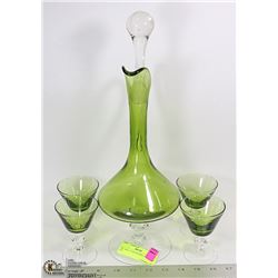 4PC ART GLASS SHERRY DECANTER SET