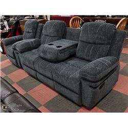 NEW FABRIC RECLINING DROP DOWN CONSOLE SOFA 80" W/