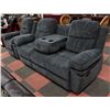 Image 1 : NEW FABRIC RECLINING DROP DOWN CONSOLE SOFA 80" W/