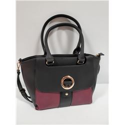 NEW BLACK & BURGANDY LADIES HANDBAG WITH