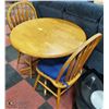 Image 1 : ROUND SOLID OAK TABLE & 2 OAK CHAIRS, 36" DIAMETER