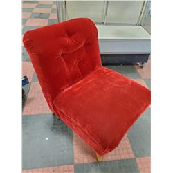VINTAGE RED VELVET SIDE CHAIR 25" WIDE