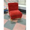 Image 3 : VINTAGE RED VELVET SIDE CHAIR 25" WIDE