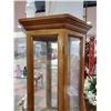 Image 2 : WOOD CURIO CABINET WITH GLASS SHELVEA