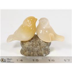 STONE CARVED PAIR OF BIRDS