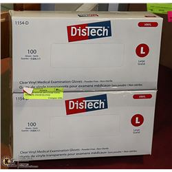DISTECH BOX OF 200 CLEAR VINYL MEDICAL EXAM GLOVES