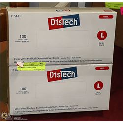 DISTECH BOX OF 200 CLEAR VINYL MEDICAL EXAM GLOVES