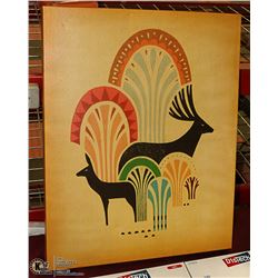 DEER CANVAS WALL HANGING 18 X 23"