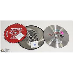 LOT OF 3 ASSORTED SIZE CIRCULAR SAW BLADES INCL