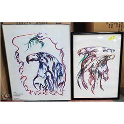 2 ABORIGINAL WATER COLOR PICTURES - 25-1/2" X 32"
