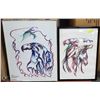 Image 1 : 2 ABORIGINAL WATER COLOR PICTURES - 25-1/2" X 32"