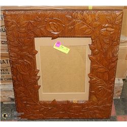 ANTIQUE CARVED WOOD PICTURE FRAME 18" X 22"