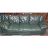 Image 1 : LEATHER 3 SEAT SOFA- GREEN 85" LONG