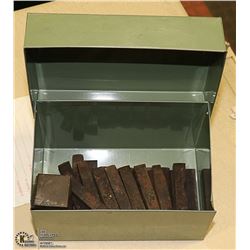 METAL BOX WITH LETTER STAMPS