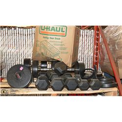 UNCLAIMED PALLET OF DUMBELLS
