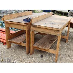 LOT OF 2 WOOD WORK BENCHES