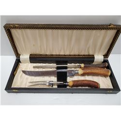 VINTAGE BONE HANDLED CARVING SET