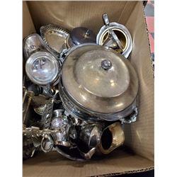 ESTATE BOX OF ASSORTED SILVER PLATED SERVERS