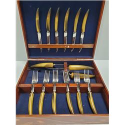 BONE HANDLED CARVING AND STEAK SET