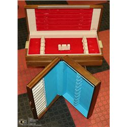 TWO VINTAGE SILVERWARE BOXES.