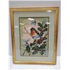 Image 1 : 14 X 17 FRAMED NEEDLEPOINT ROBIN PICTURE