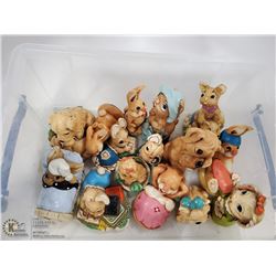 BUNNY AND PUPPY FIGURINES LOT (15).