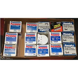 TRAY FULL OF FORD & CHEV OIL FILTERS