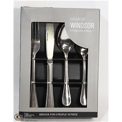 NEW 16PC WINDSOR STAINLESS STEEL CUTLERY SET