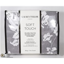 NEW LAUREN TAYLOR KING SIZE 4PC SHEET SET
