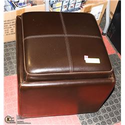 LEATHERETTE OTTOMAN WITH TRAY ON LID