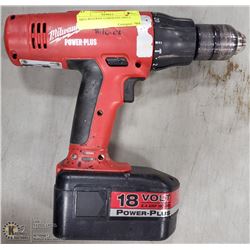 MILLWAUKEE CORDLESS DRILL-NO CHARGER