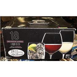 BOX OF NEW 17-PC BREAK-RESISTANT CRYSTAL